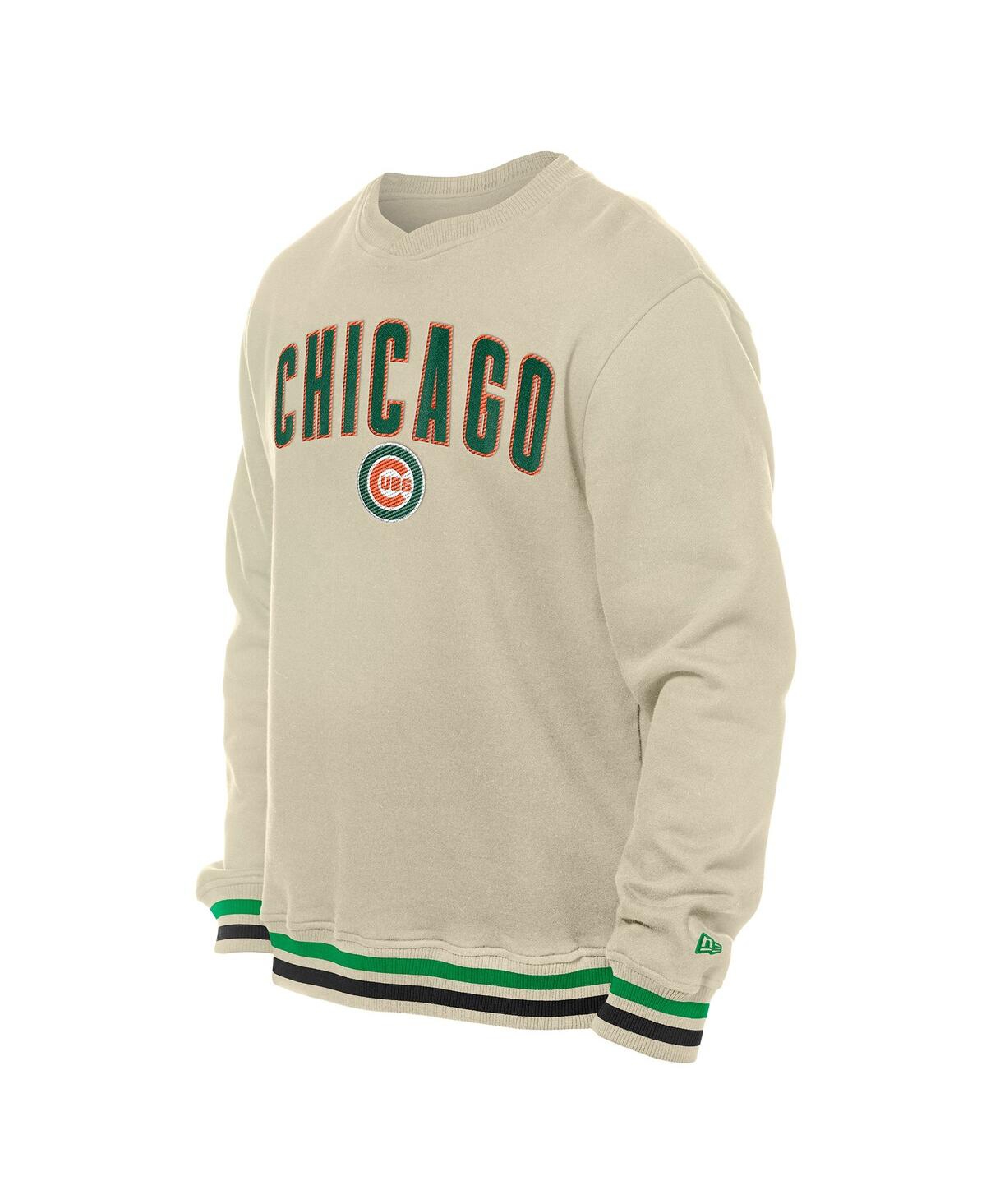 NEW ERA MEN'S CREAM CHICAGO CUBS ST. PATRICK'S DAY TWILL PULLOVER SWEATSHIRT 