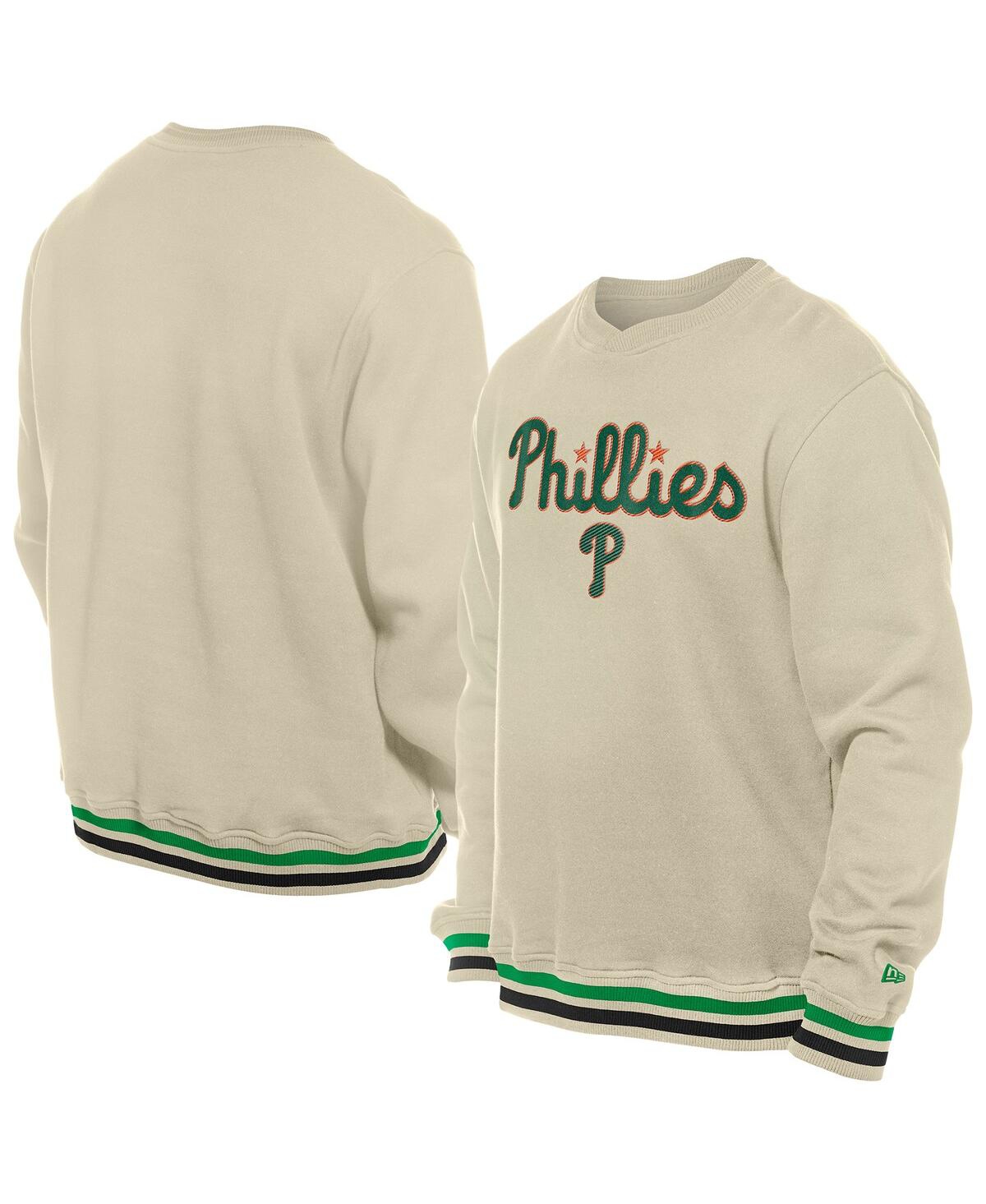 NEW ERA MEN'S CREAM PHILADELPHIA PHILLIES ST. PATRICK'S DAY TWILL PULLOVER SWEATSHIRT 