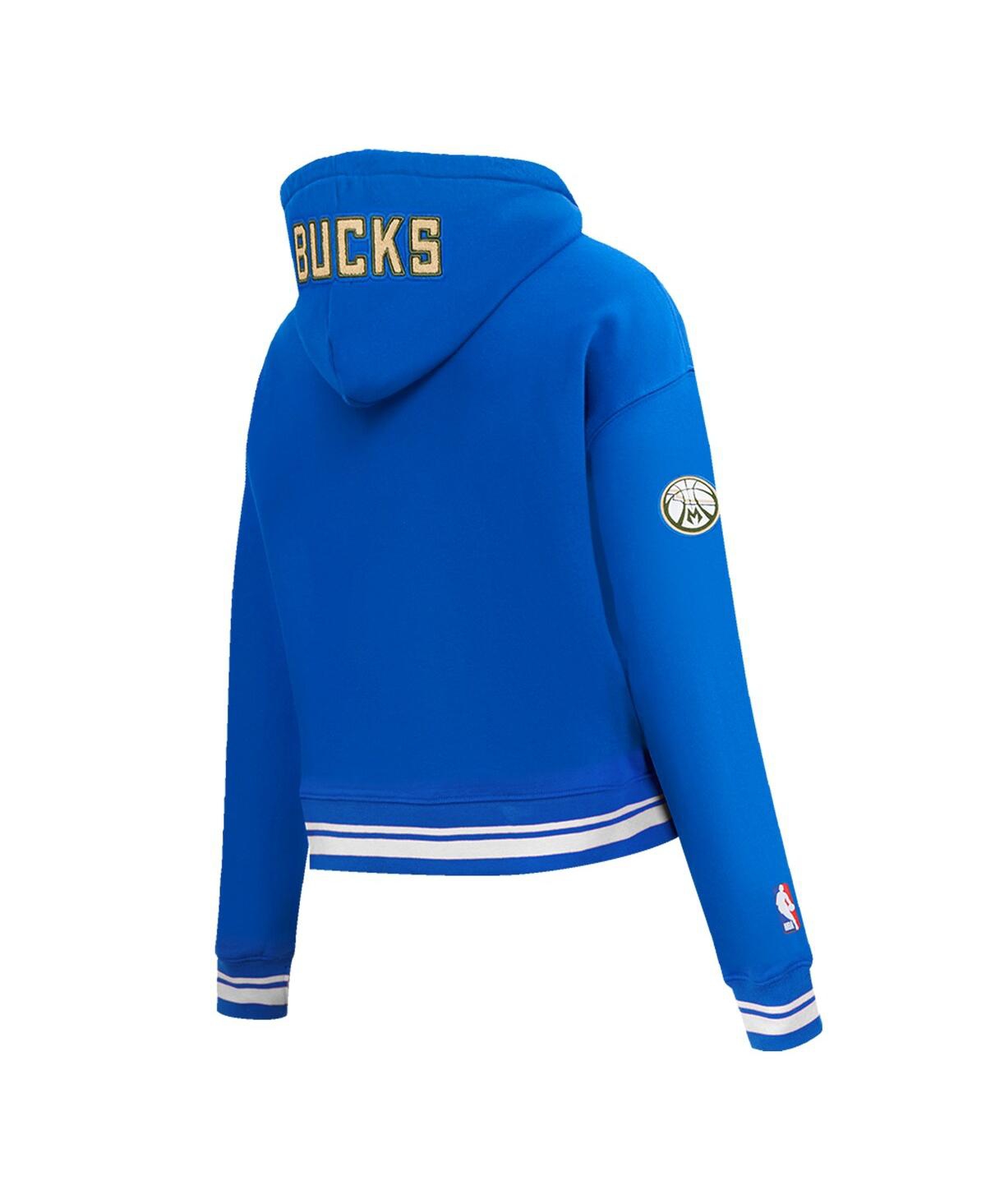 Pro Standard Men's Blue Milwaukee Bucks 2024/25 City Edition Chenille Applique Cropped Pullover Hoodie In Blue