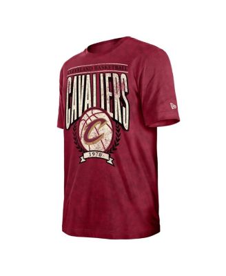 Men's Wine Cleveland Cavaliers Hardwood Classics Oversized Boxy Mineral Wash T-Shirt