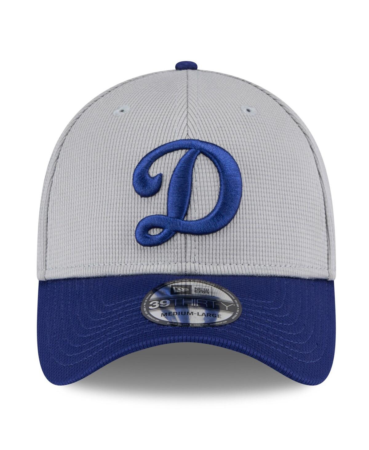 New Era Men's Gray/royal Los Angeles Dodgers 2025 Batting Practice 39thirty Flex Hat In Gray,royal