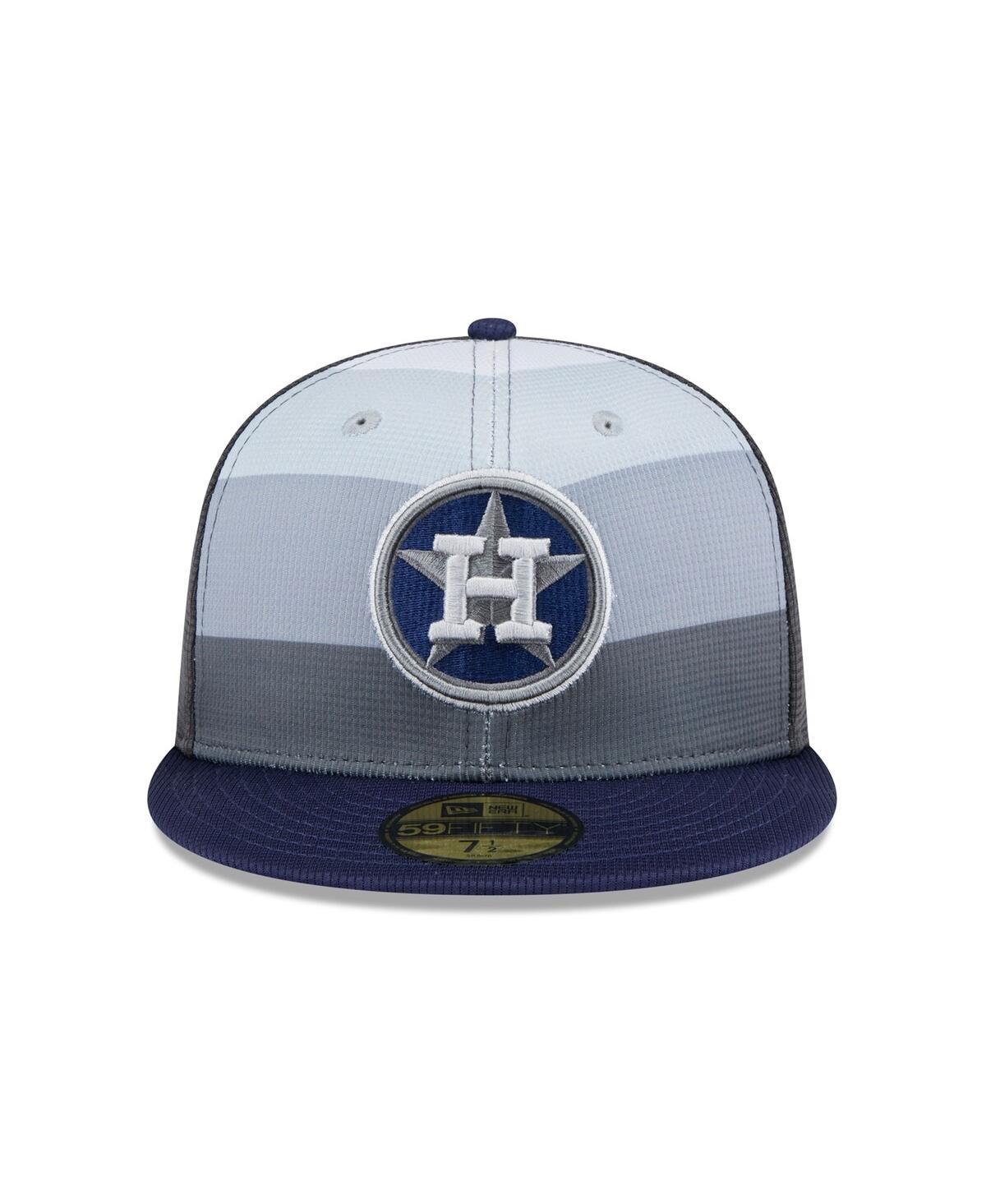 New Era Men's Gray/navy Houston Astros 2025 Batting Practice 59fifty Fitted Hat In Gray,navy