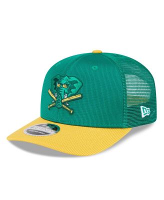 New Era - Men's Green/Gold Athletics 2025 Batting Practice 9SEVENTY Stretch-Snap Trucker Hat