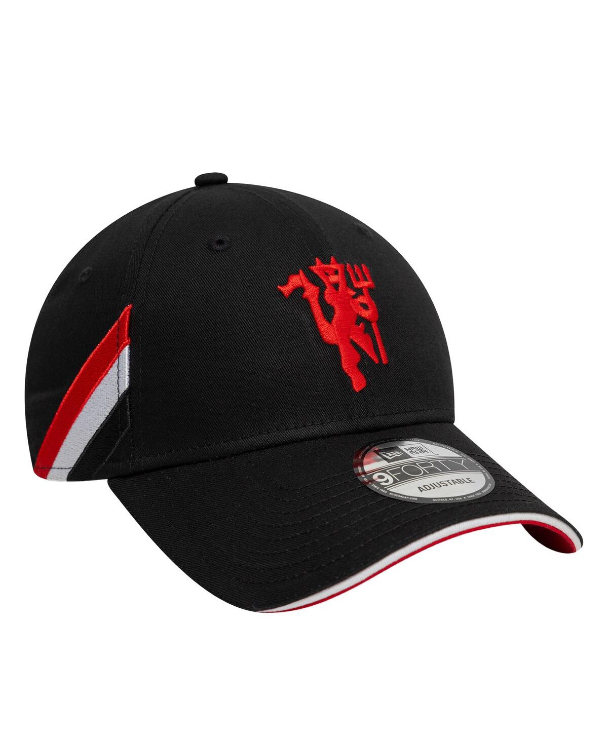 New Era Men's Black Manchester United Flag 9forty Adjustable Hat In Black