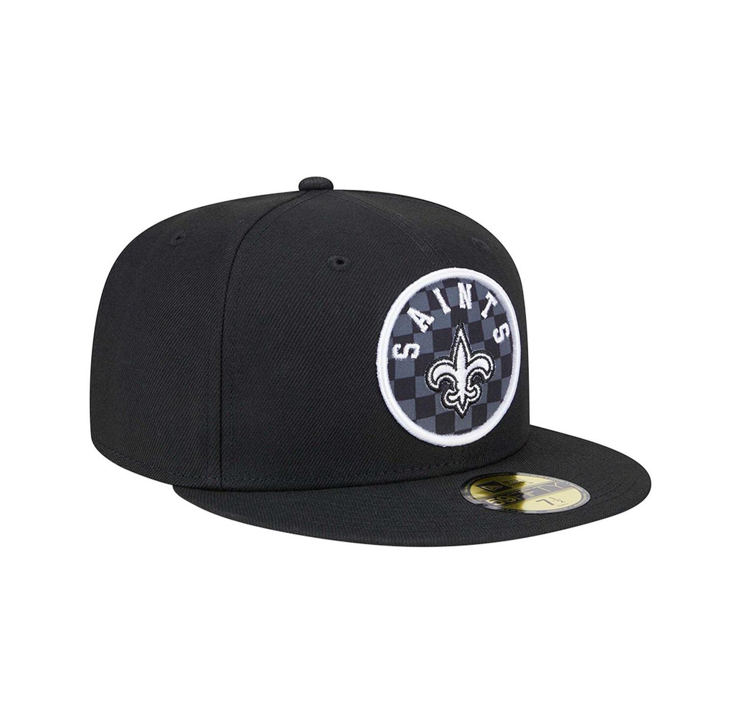 Men's Black New Orleans Saints Checkered 59FIFTY Fitted Hat