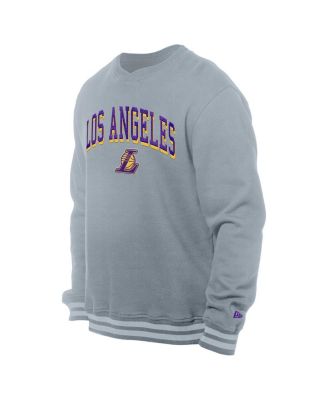 Men's Gray Los Angeles Lakers Chenille Cross Over Pullover Sweatshirt
