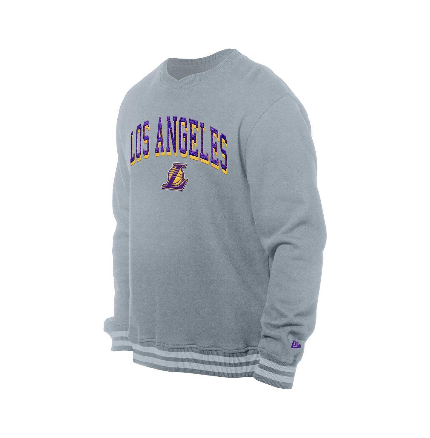 Мужской свитшот New Era Gray Los Angeles Lakers Chenille Cross Over Pullover — фото 3