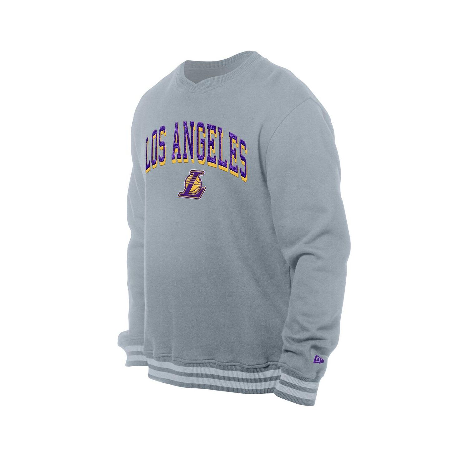 Men's Gray Los Angeles Lakers Chenille Cross Over Pullover Sweatshirt