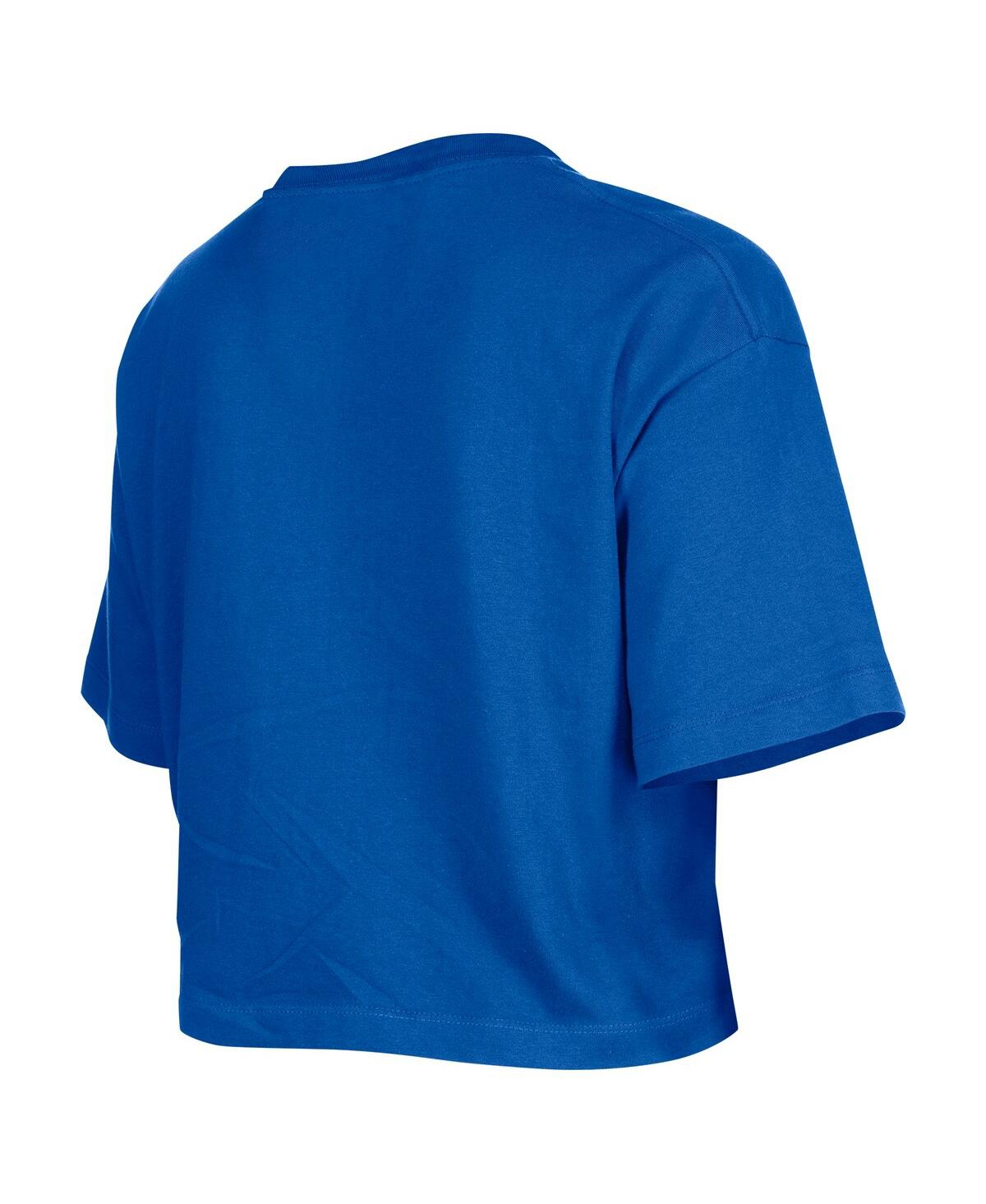 NEW ERA WOMEN'S ROYAL GOLDEN STATE WARRIORS OVERSIZED BOXY CROP T-SHIRT 