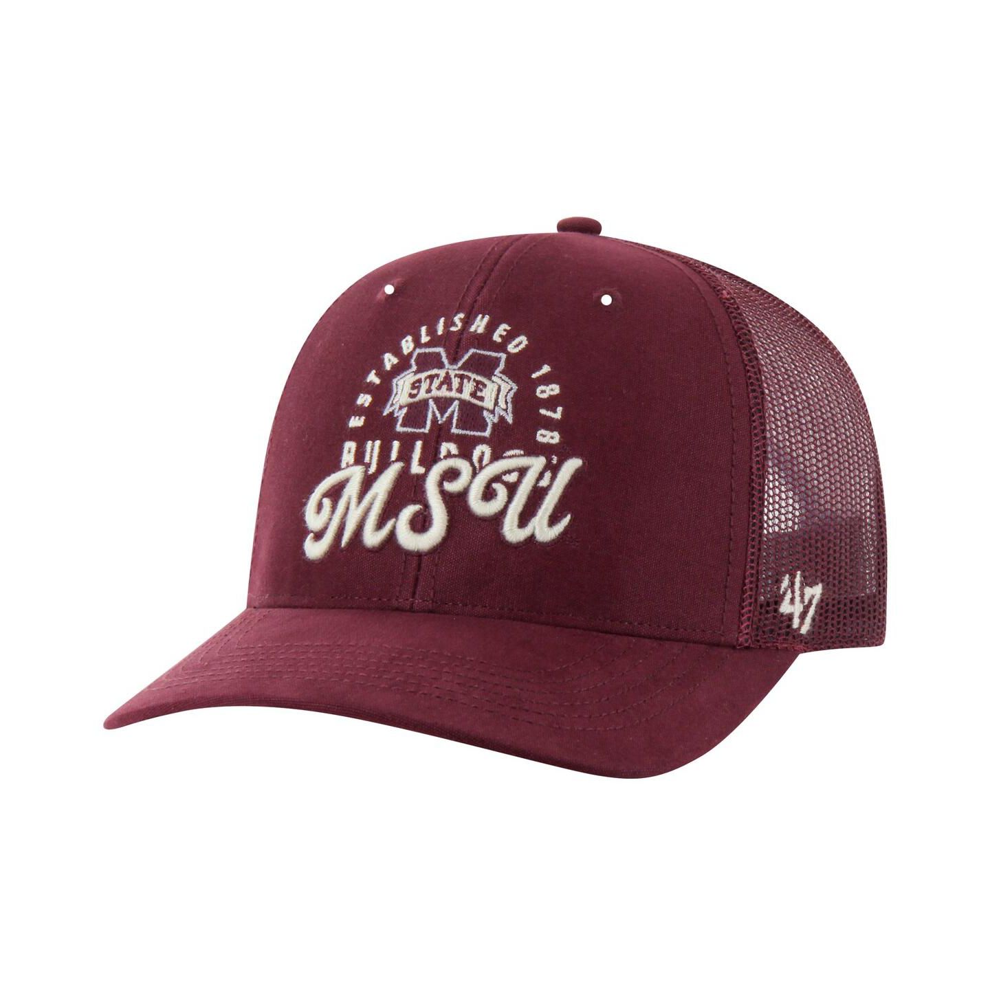 Мужская кепка '47 Brand Maroon Mississippi State Bulldogs Pitstop Trucker Adjustable Hat — фото 1