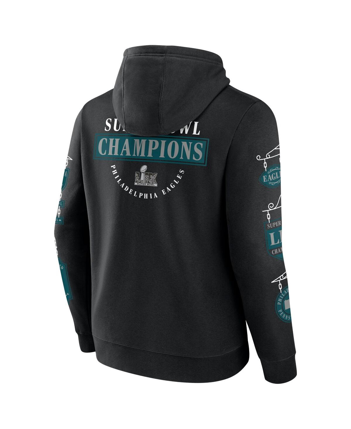 Fanatics Men's Black Philadelphia Eagles Super Bowl Lix Champions Four Piece Multi Hit Pullover Hoodie In Black