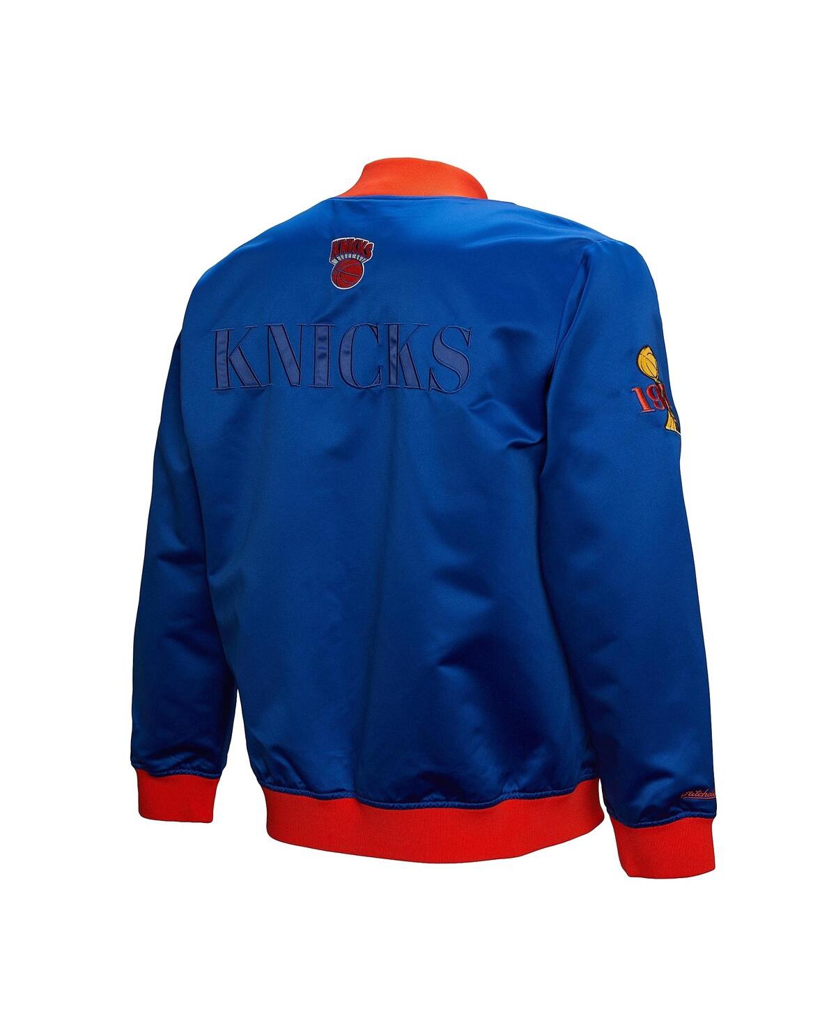 Mitchell & Ness Men's Blue New York Knicks Hardwood Classics Team Og 3.0 Lightweight Satin Full-snap Jacket In Gold