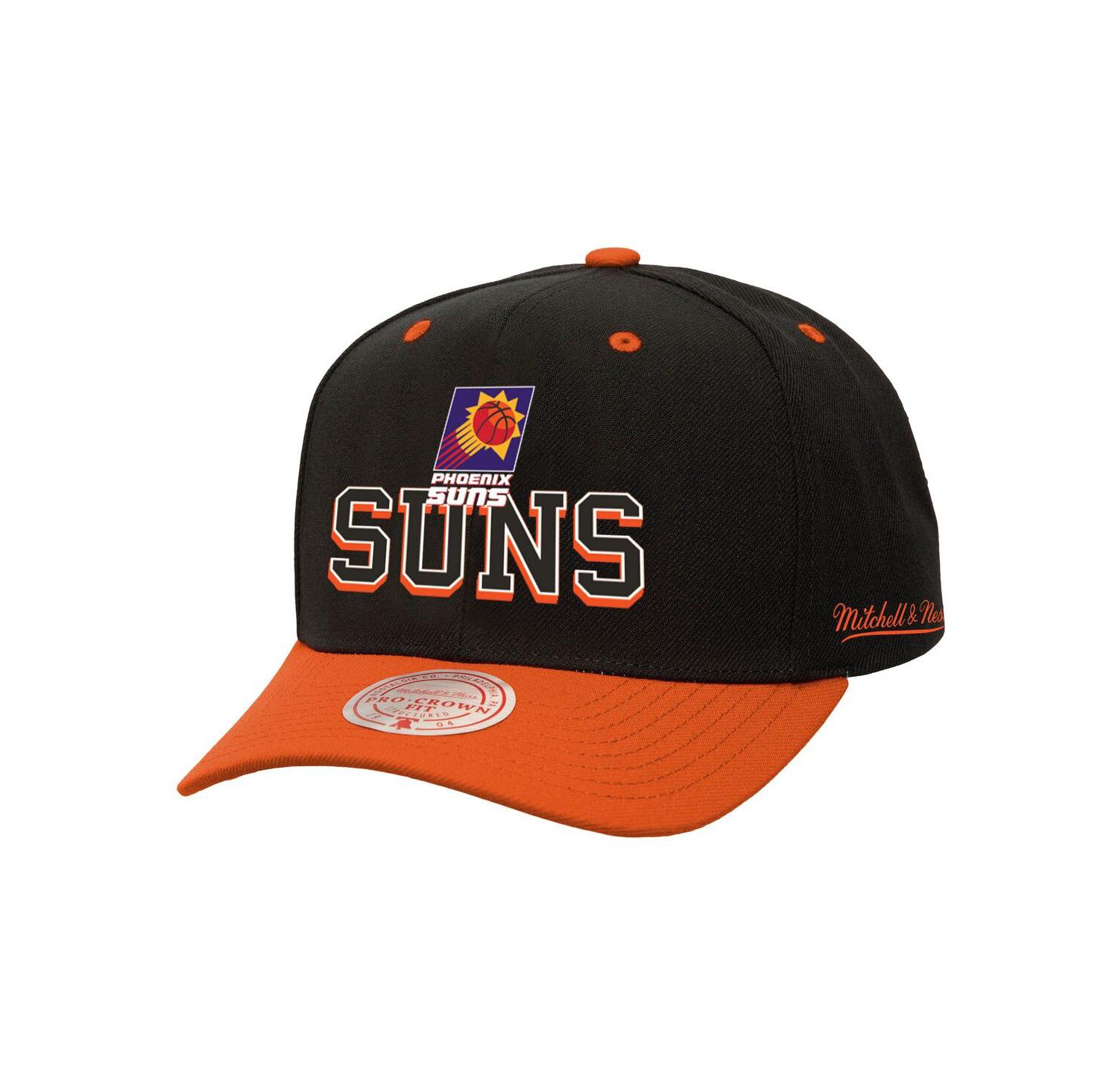 Men's Black/Orange Phoenix Suns Backside Script Two-Tone Pro Crown Adjustable Hat
