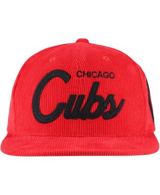 Men's Red Chicago Cubs Corduroy Snapback Hat