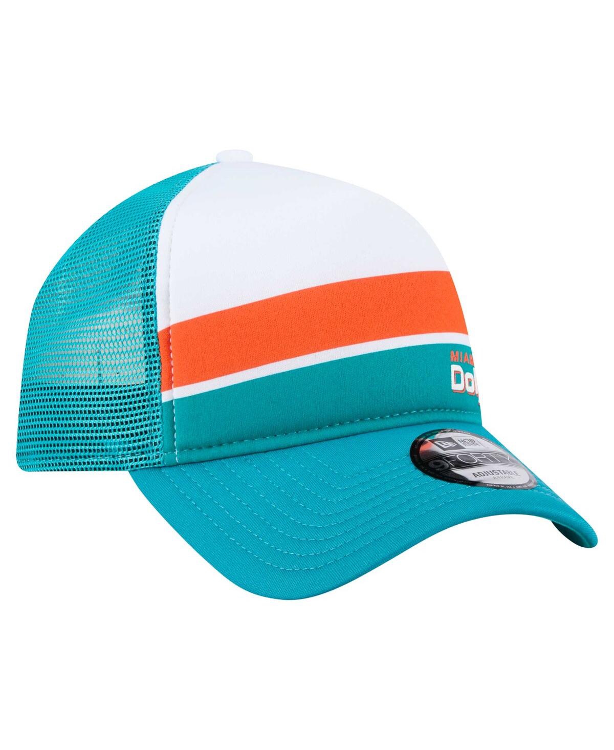 New Era Big Boys And Girls Aqua Miami Dolphins Sport Night Color Block 9forty A-frame Trucker Adjustable Hat In Aqua
