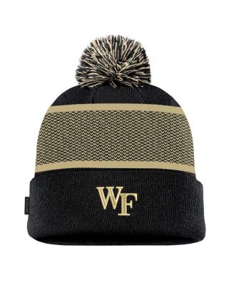 Nike - Big Boys and Girls Black Wake Forest Demon Deacons 2024 Sideline Peak Cuffed Knit Hat with Pom