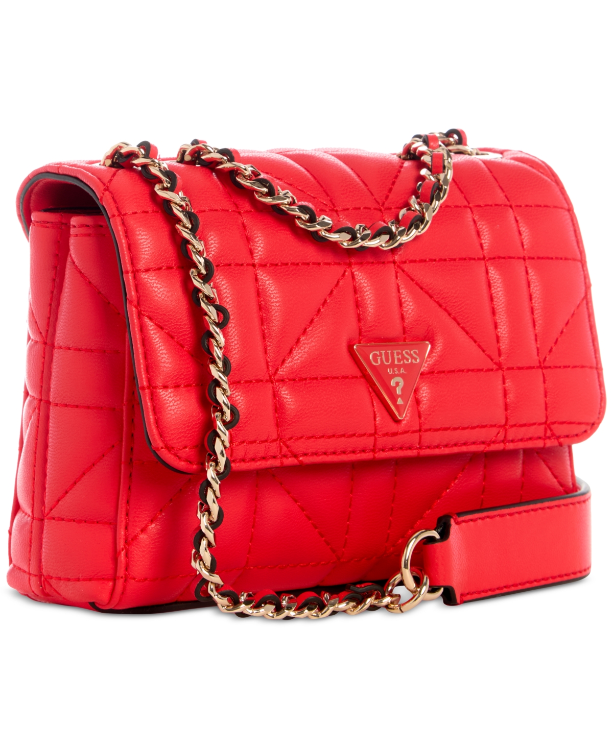 Shop Guess Edita Mini Convertible Crossbody Bag In Coral Red