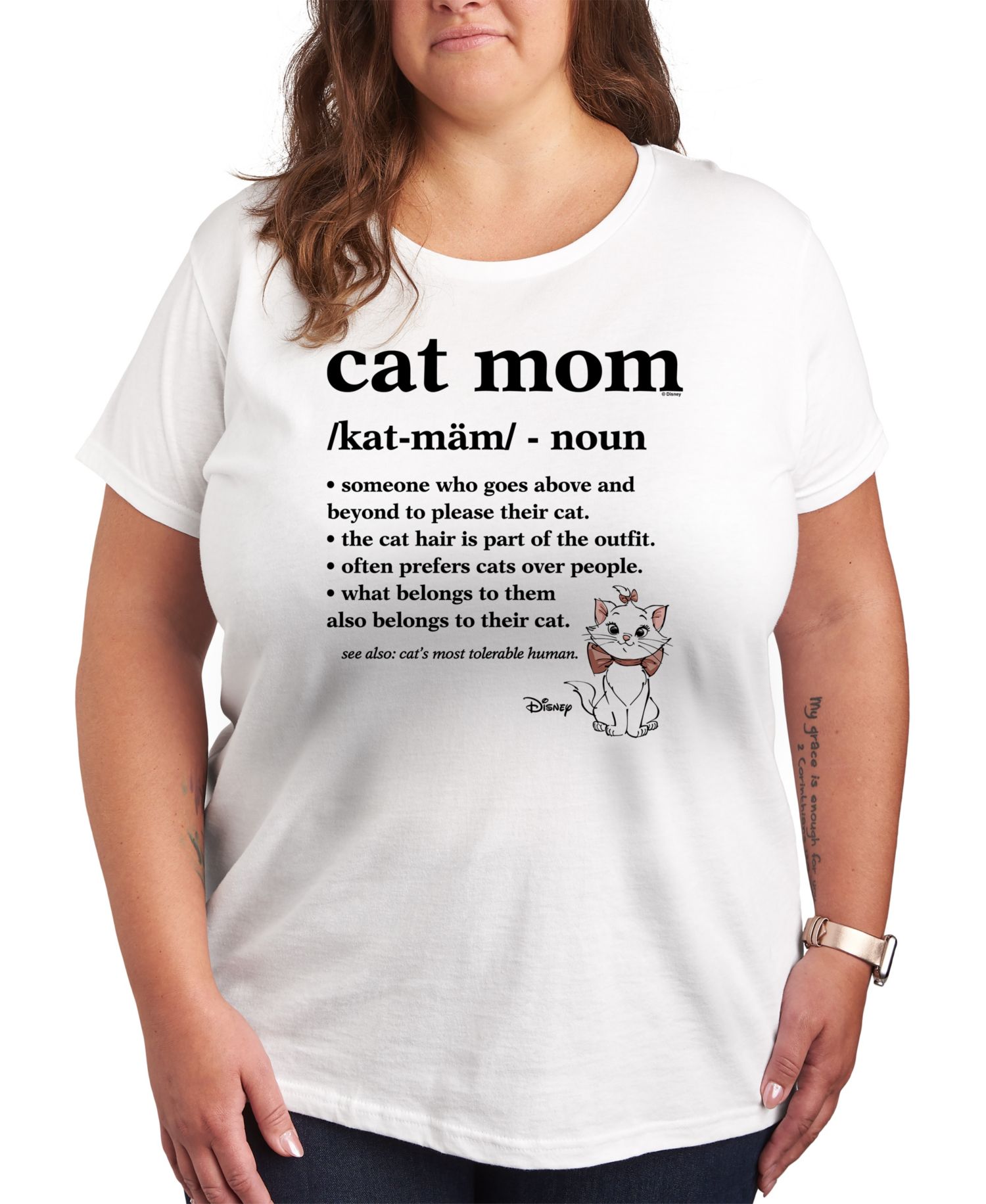 Trendy Plus Size The Aristocrats Cat Mom Graphic Crew Neck T-Shirt