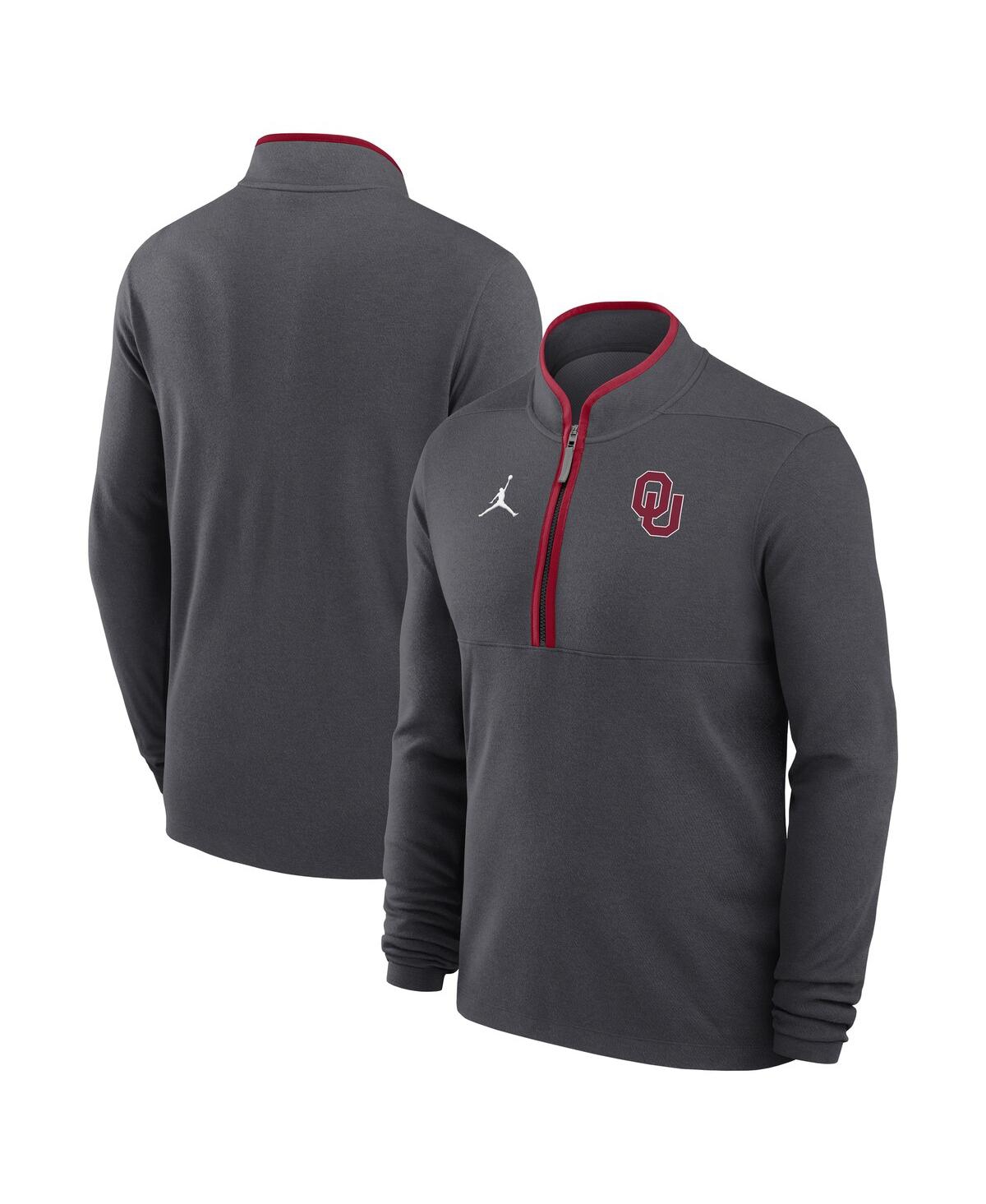 JORDAN MEN'S ANTHRACITE OKLAHOMA SOONERS VICTORY HALF-ZIP SWEATSHIRT 
