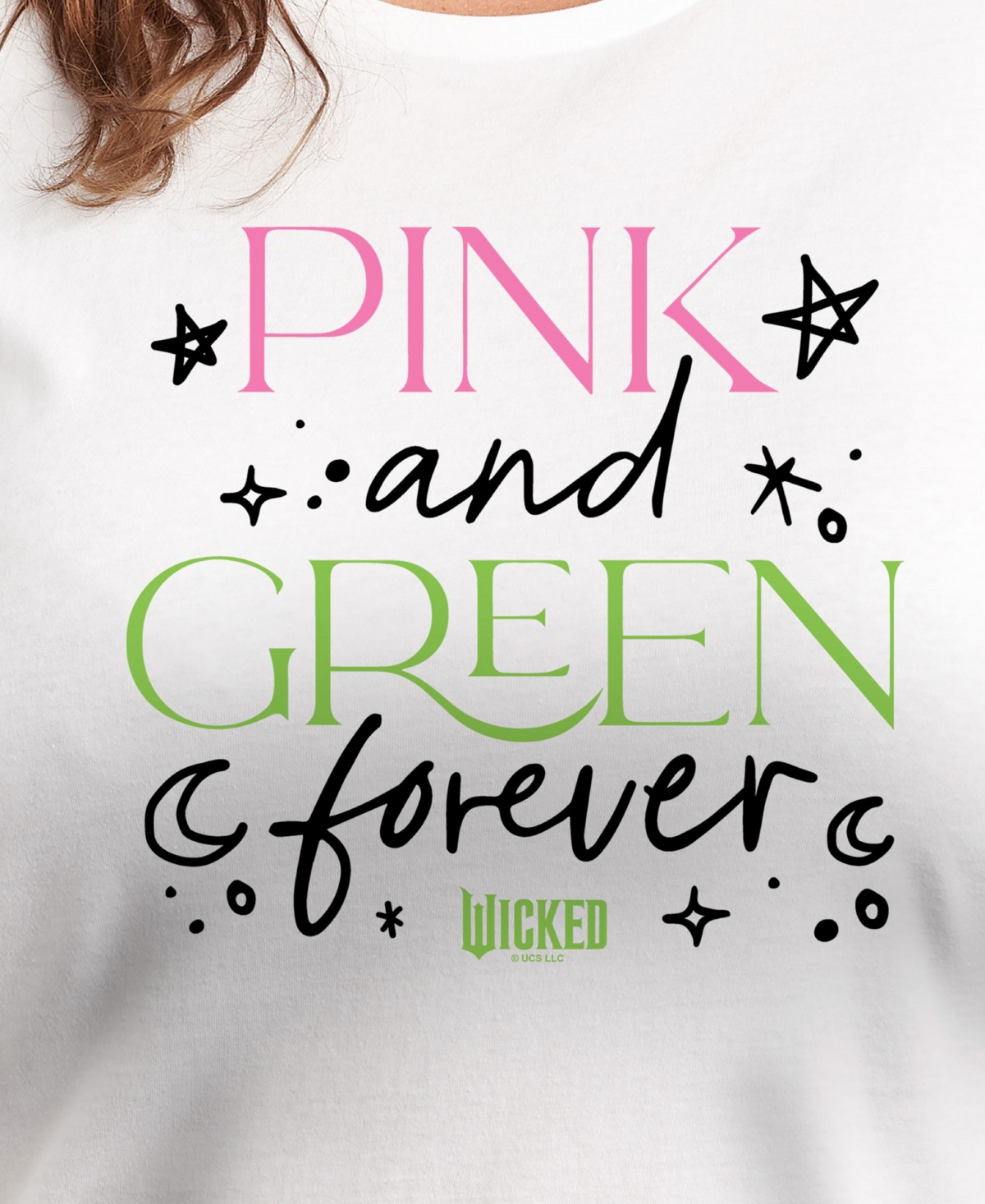 Hybrid Apparel Trendy Plus Size Wicked Pink And Green Graphic Crew Neck T-shirt In White