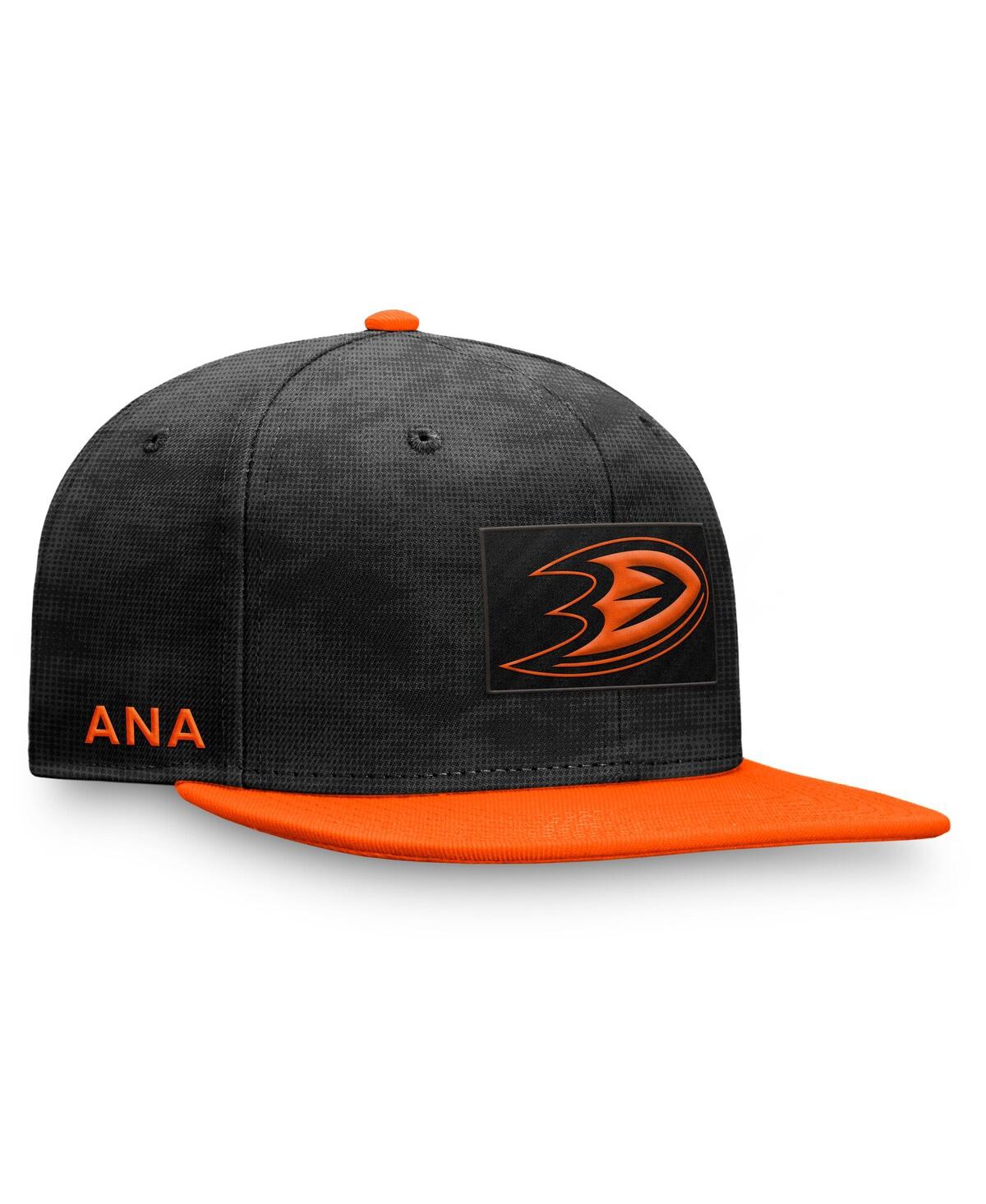 Fanatics Men's Black/orange Anaheim Ducks Authentic Pro Rink Snapback Hat In Black,orange