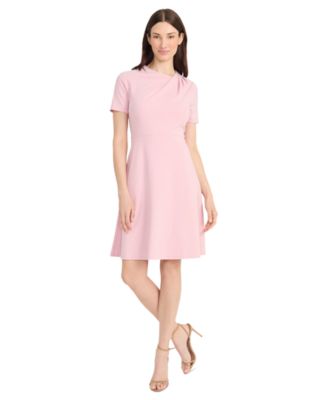 Maggy London - Women's Solid Asymmetric-Neck Flared Dress