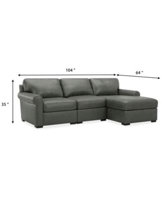 Radley Roll Arm 104" 3-Pc. Leather Sectional