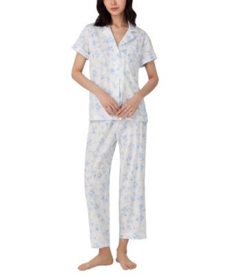 Lauren Ralph Lauren - Women's Notched-Collar Cropped Pajama Set