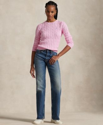 Women's Cable-Knit Cotton Crewneck Sweater