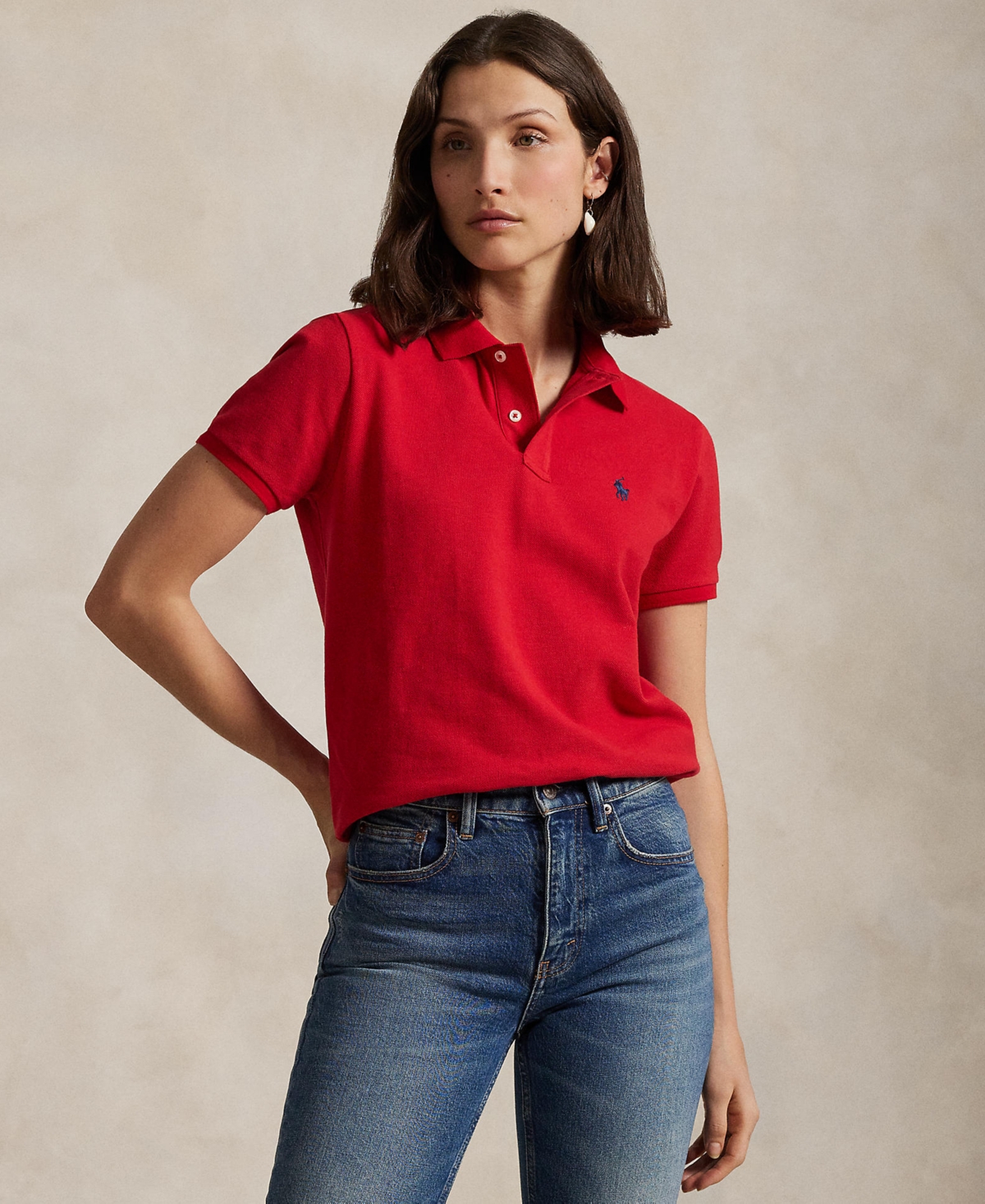 Polo Ralph Lauren Classic Fit Mesh Polo Shirt In Red