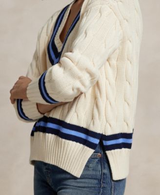 Women's Cable-Knit Cotton Cricket Sweater