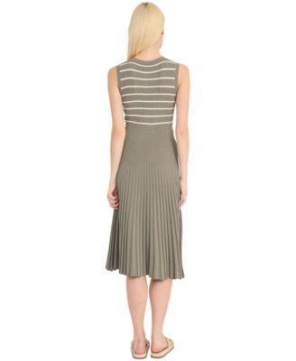 Women's Sleeveless Pleated Midi Sweater Dress