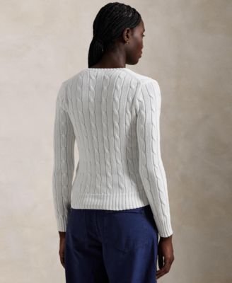 Women's Cable-Knit Cotton V-Neck Sweater