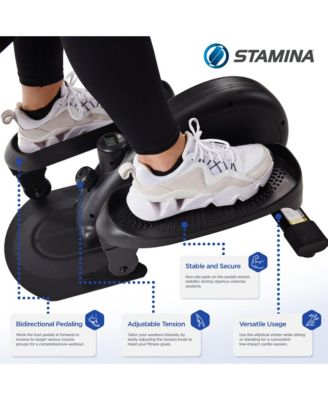 Stamina Inmotion E1000 Compact Elliptical Strider Foot Pedal Exerciser for Home Workout With 250 Pound Weight Capacity and Smart Workout App, Black