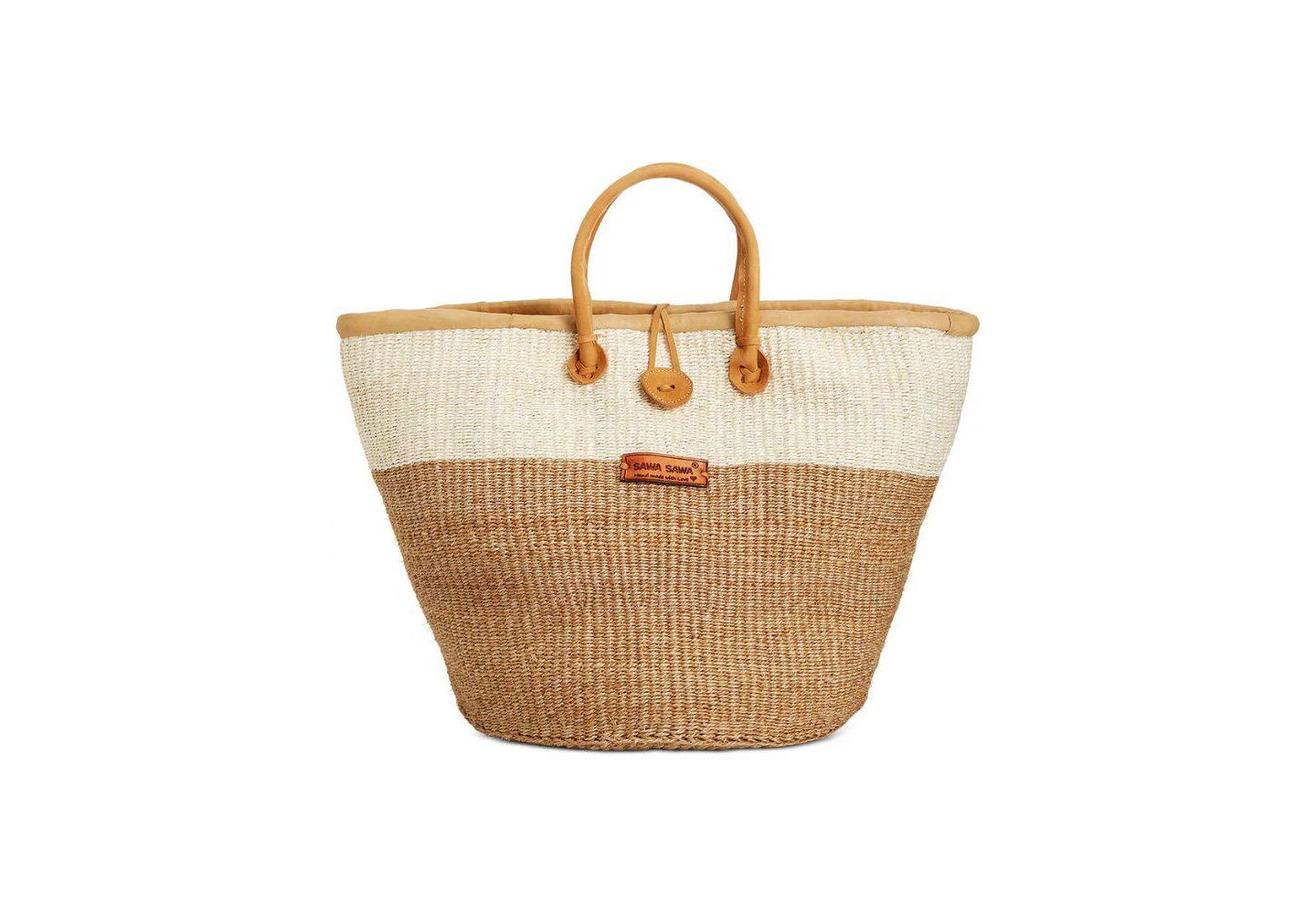 Женская сумка SAWA SAWA Earth Life Handwoven Sisal Straw Basket Tote, цвет: Бежевый / Белый — фото 1
