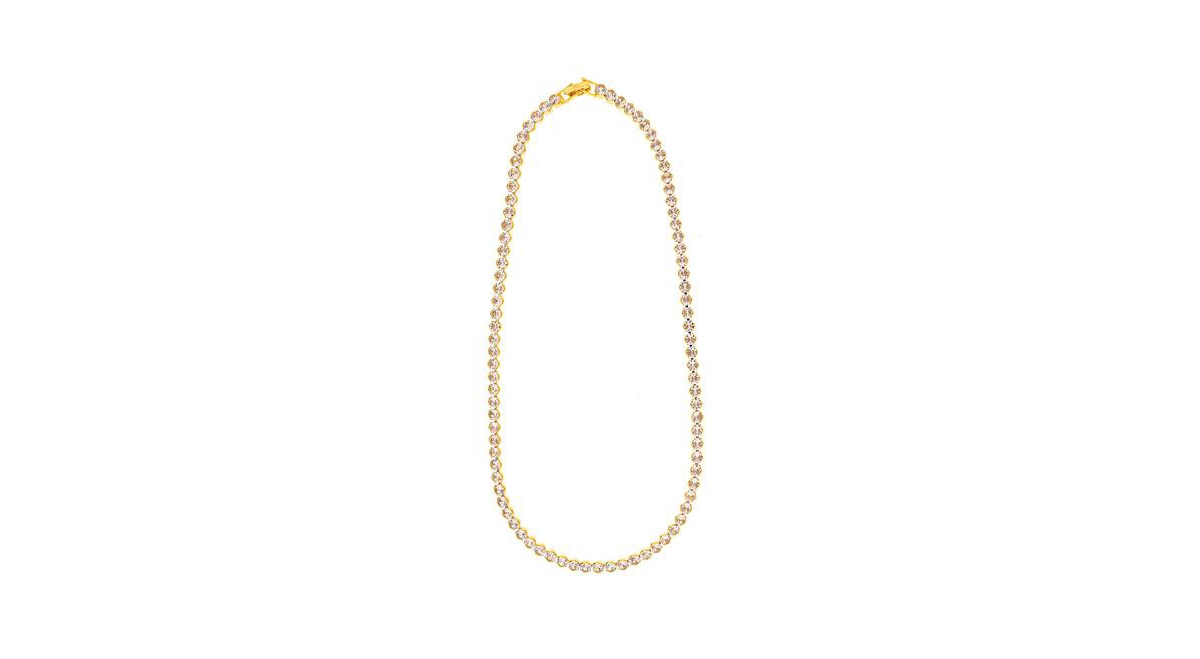 Cubic Zirconia Bezel Tennis Necklace - Gold with cz