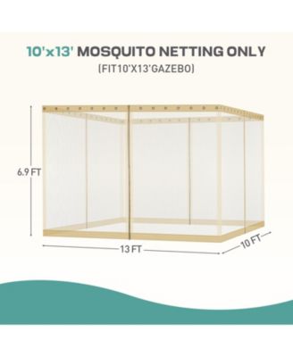 Universal 10 x 13 ft. Gazebo Replacement Mosquito Netting Screen 4-Panel Sidewalls with Double Zipper (Only Netting)