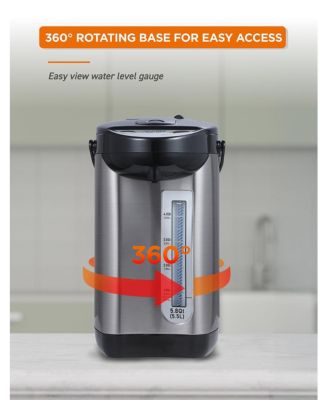 Electric Hot Water Dispenser, 750W Stainless Steel Water Boiler with 5.8 Qt. Capacity, 360-Degree Base, 3 Dispensing Modes, Chlorine Removal, CHHWD10B, Stainless/Black