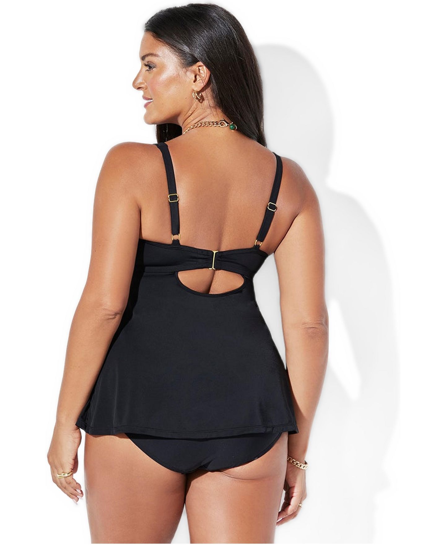 Верх бикини Tankini, на косточках, вязка крючком — Swimsuits for All, цвет: Чёрный — фото 2