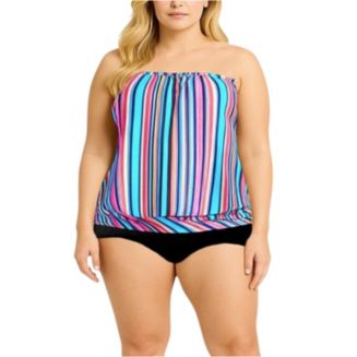 Swim Dress Plus Size Bandeau Swimsuit Plus Size Strapless Bandeau