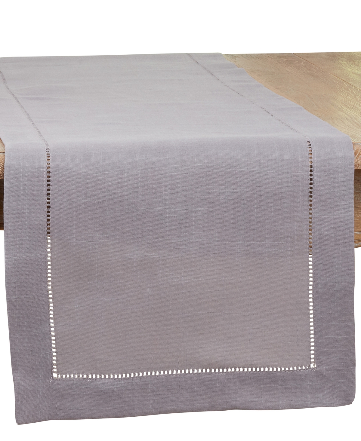 Saro Lifestyle Hemstitched Border Table Runner, 16" X 54" In Slate