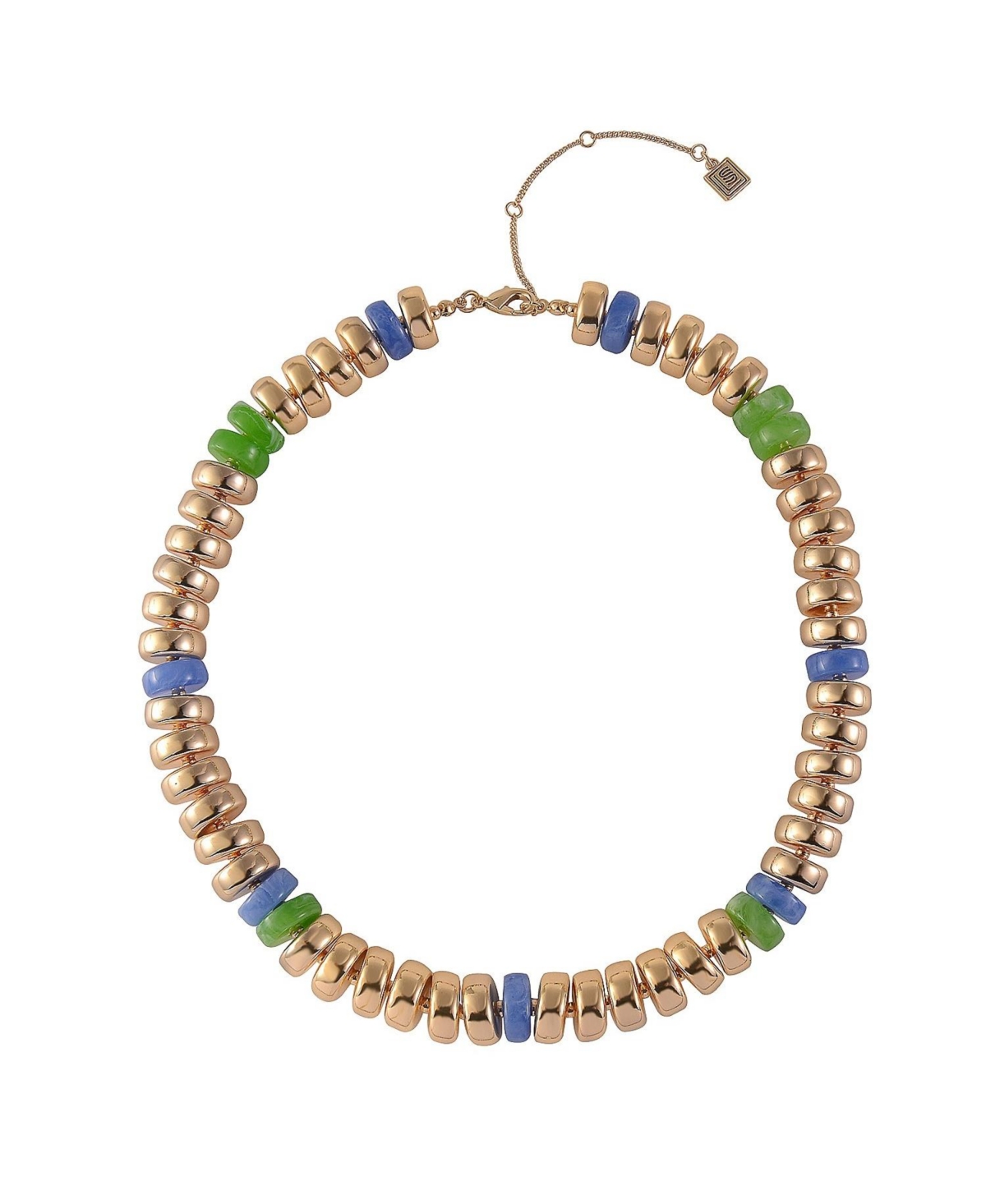 Gold Tone and Multi Color Disc Collar Necklace - Gold