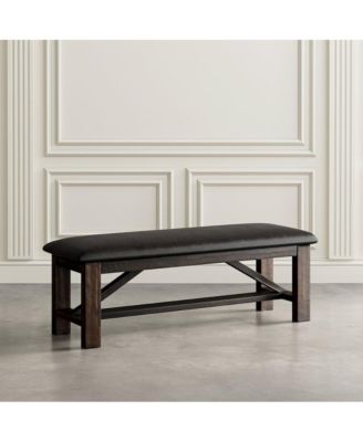 Kona Grove Distressed Rustic Solid Wood 54"" Upholstered Trestle Dining Bench