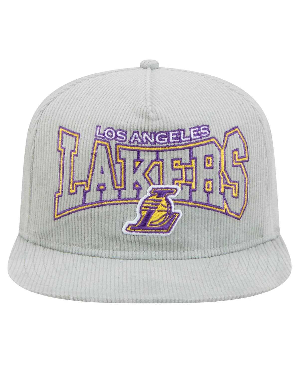 New Era Men's Gray Los Angeles Lakers Throwback Corduroy Golfer Snapback Hat In Gray