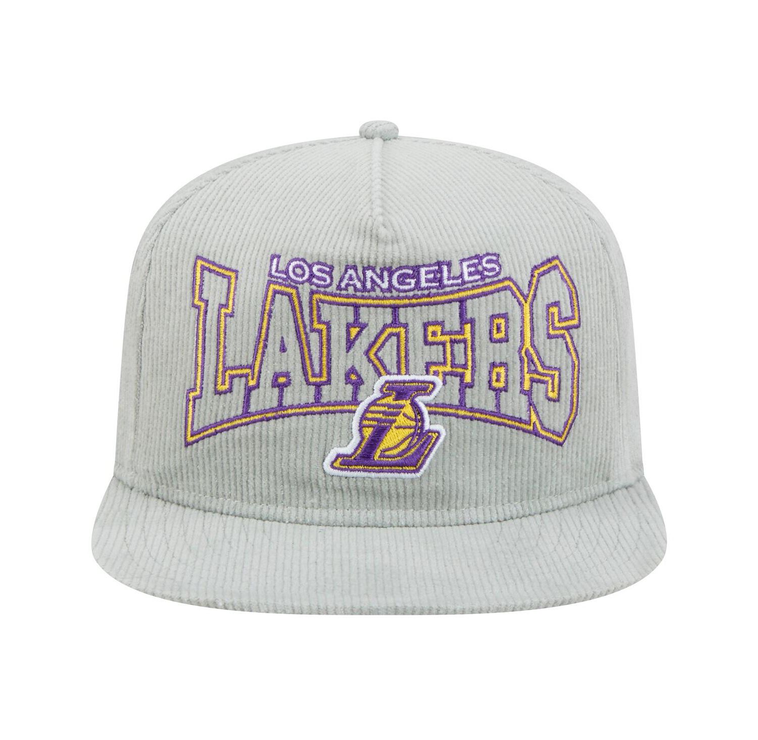 Men's Gray Los Angeles Lakers Throwback Corduroy Golfer Snapback Hat