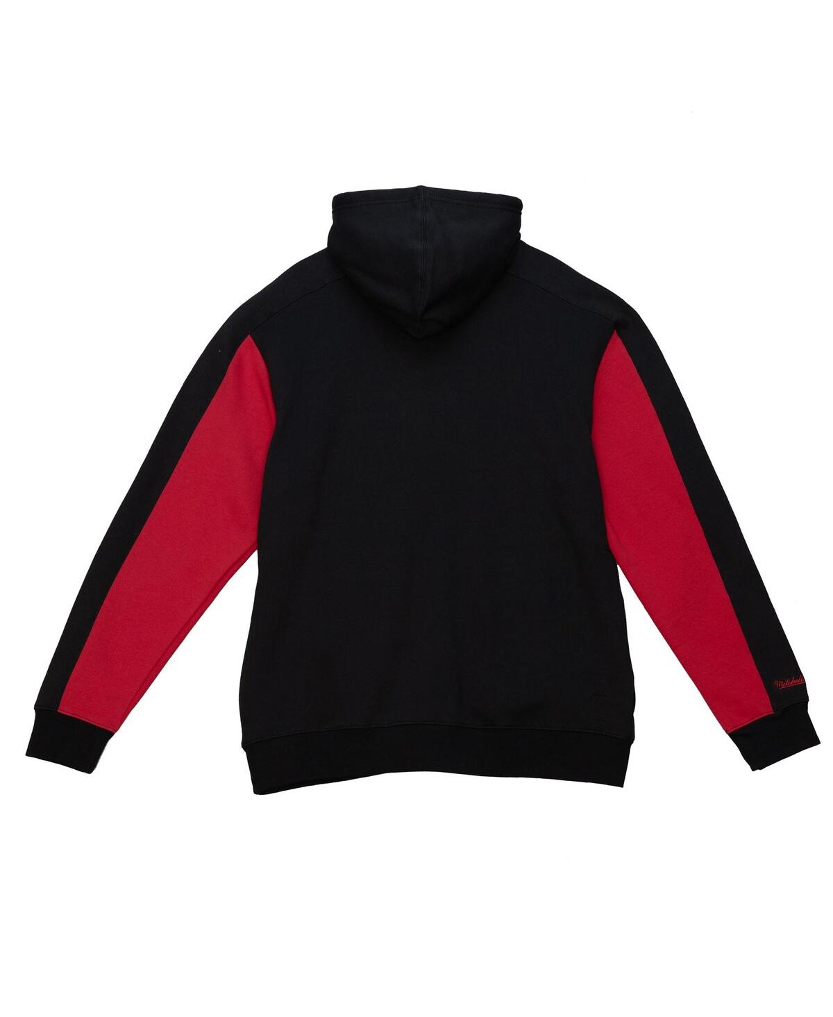 Mitchell & Ness Men's Black Philadelphia 76ers Color Block 2.0 Fleece Pullover Hoodie In Black