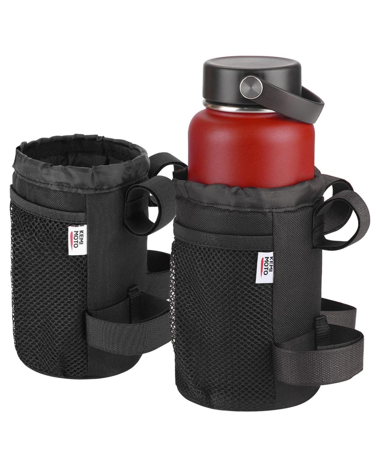 Large Bike Cup Holder 2 Pcs, Bicycle Water Bottle Holder for Bike Handlebar, Bike Drink Holder with Mesh Pockets Phone Bag, Compatible with R