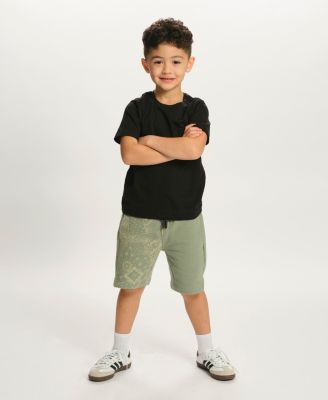 Little and Big Boys Fleece Print Blocked Shorts