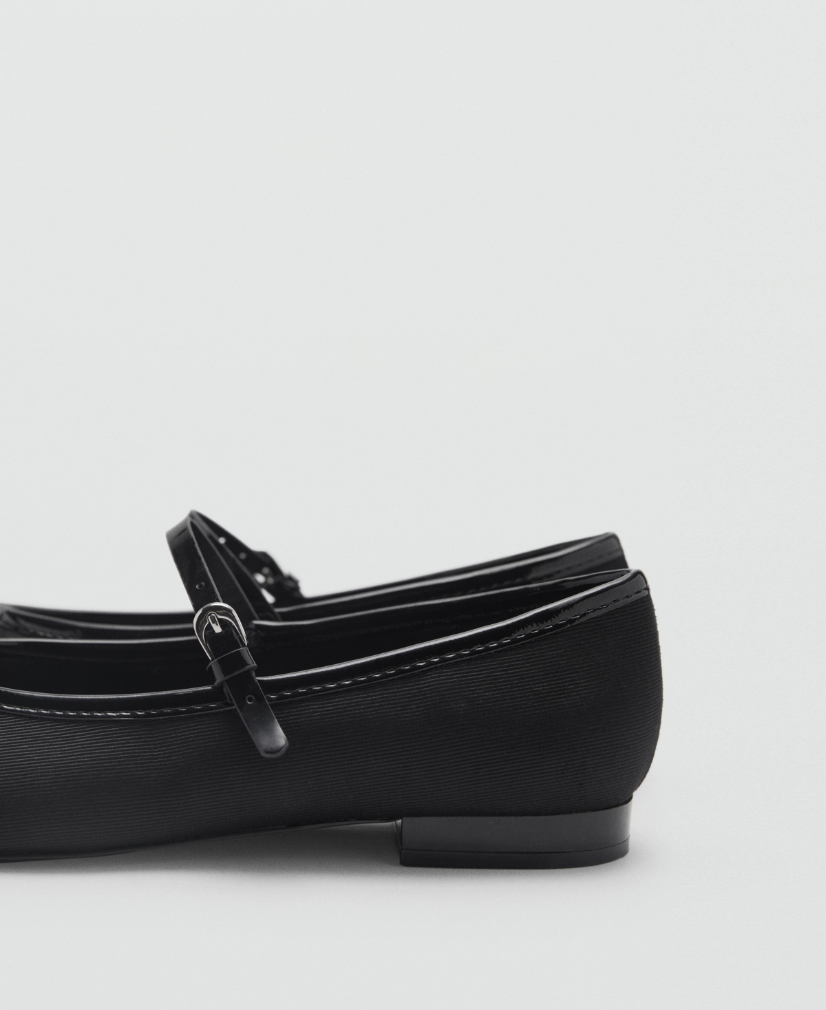 Mango Ballerinas With Strip And Bow Detail Black In Black