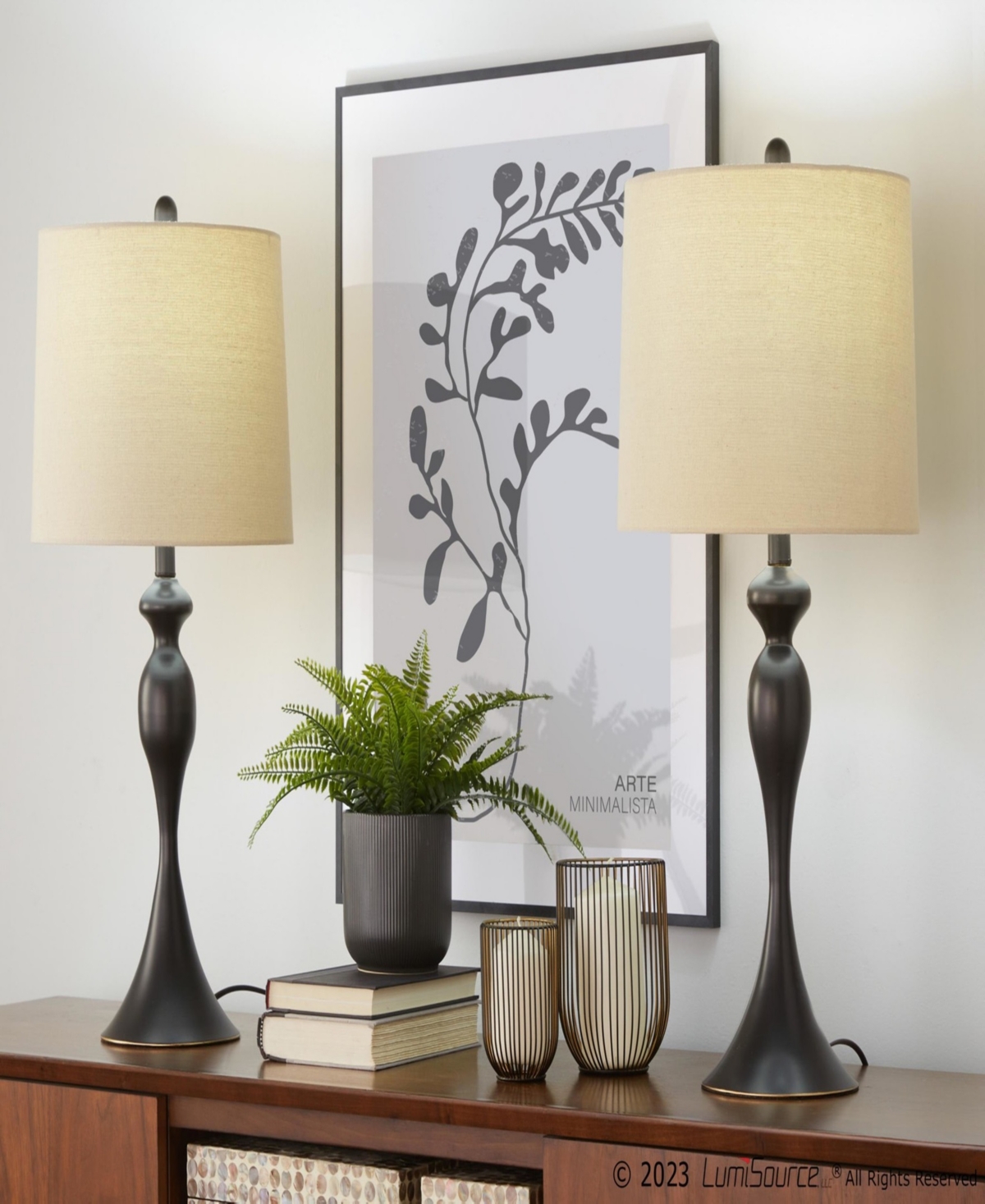 Lumisource Ashland 27" Metal Table Lamp, Set Of 2 In Black,white
